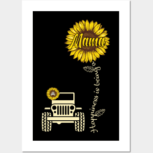 Jeep Sunflower Jeep Mama Happiness is being a Mama Jeep Women Posters and Art